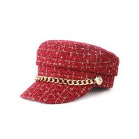 Women's Fashion Lattice Chain Curved Eaves Beret Hat main image 3