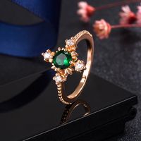 Fashion Snowflake Copper Rings Inlay Artificial Crystal Copper Rings main image 5