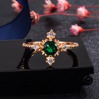Fashion Snowflake Copper Rings Inlay Artificial Crystal Copper Rings sku image 2