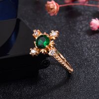 Fashion Snowflake Copper Rings Inlay Artificial Crystal Copper Rings main image 3