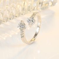 Simple Style Heart Shape Copper Open Ring Plating Zircon Copper Rings main image 5