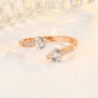 Simple Style Heart Shape Copper Open Ring Plating Zircon Copper Rings main image 4