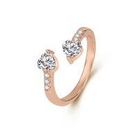 Simple Style Heart Shape Copper Open Ring Plating Zircon Copper Rings main image 2