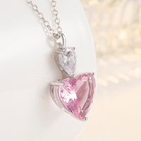 Fashion Heart Shape Copper Pendant Necklace Inlay Zircon Copper Necklaces sku image 1