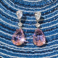 Fashion Heart Shape Copper Drop Earrings Plating Inlay Zircon Copper Earrings main image 3
