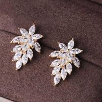 Mode Fleur Le Cuivre Boucles D'oreilles Fleur Zircon Boucles D'oreilles En Cuivre main image 4