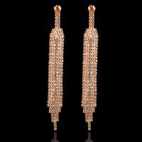 Fashion Tassel Copper Earrings Inlay Artificial Gemstones Copper Earrings sku image 2