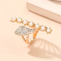 Fashion Wings Alloy Inlay Artificial Pearls Rhinestone Rings main image 3