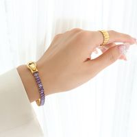 French Style Solid Color Titanium Steel Bracelets Inlay Zircon Stainless Steel Bracelets sku image 6