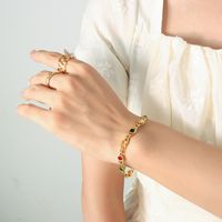 Fashion Colorful Titanium Steel Inlay Zircon Bracelets Necklace sku image 1