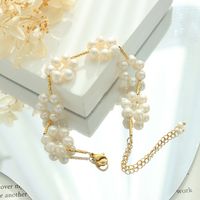 Fashion Flower Freshwater Pearl Titanium Steel Brass Bracelets main image 5