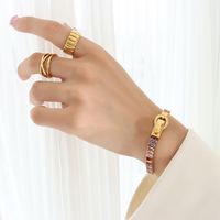French Style Solid Color Titanium Steel Bracelets Inlay Zircon Stainless Steel Bracelets sku image 1