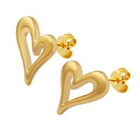 Simple Style Heart Shape Titanium Steel Ear Studs Hollow Out Stainless Steel Earrings main image 3