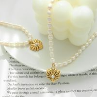 Fashion Heart Shape Titanium Steel Pendant Necklace Inlay Pearl Stainless Steel Necklaces main image 1