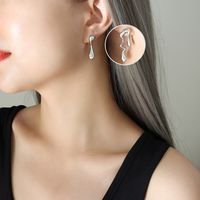 French Style Asymmetrical Titanium Steel Ear Studs sku image 2