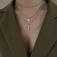 Fashion Round Rectangle Titanium Steel Layered Necklaces Plating Stainless Steel Necklaces sku image 3