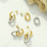 French Style Solid Color Titanium Steel Drop Earrings Plating Stainless Steel Earrings main image 1