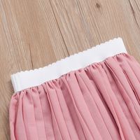 Preppy Style Color Block Cotton Polyester Pleated Pleated Skirt Knee-length Baby Clothes main image 5