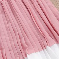 Preppy Style Color Block Cotton Polyester Pleated Pleated Skirt Knee-length Baby Clothes main image 4