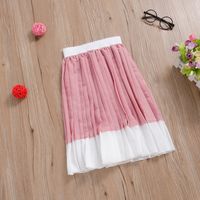 Preppy Style Color Block Cotton Polyester Pleated Pleated Skirt Knee-length Baby Clothes main image 2