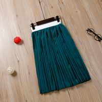 Preppy Style Color Block Cotton Polyester Pleated Pleated Skirt Knee-length Baby Clothes main image 7