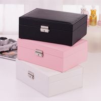 Retro Solid Color Pu Leather Wood Jewelry Boxes main image 4