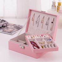 Fashion Solid Color Pu Leather Wood Jewelry Boxes main image 2