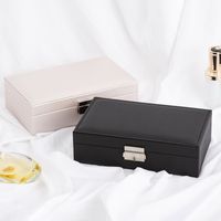 Basic Solid Color Pu Leather Metal Jewelry Boxes main image 2