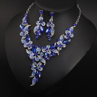 Glam Fashion Flower Artificial Crystal Alloy Inlaid Crystal Artificial Rhinestones Earrings Necklace Jewelry Set main image 5