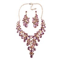 Glam Fashion Water Droplets Artificial Crystal Alloy Plating Artificial Gemstones Earrings Necklace Jewelry Set sku image 6