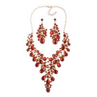 Glam Fashion Water Droplets Artificial Crystal Alloy Plating Artificial Gemstones Earrings Necklace Jewelry Set sku image 3