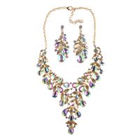 Glam Fashion Water Droplets Artificial Crystal Alloy Plating Artificial Gemstones Earrings Necklace Jewelry Set main image 4
