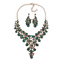 Glam Fashion Water Droplets Artificial Crystal Alloy Plating Artificial Gemstones Earrings Necklace Jewelry Set sku image 7