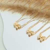 Retro Butterfly Titanium Steel Necklace Plating Zircon Stainless Steel Necklaces main image 1
