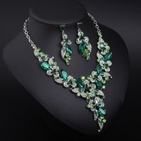 Glam Fashion Flower Artificial Crystal Alloy Inlaid Crystal Artificial Rhinestones Earrings Necklace Jewelry Set main image 3