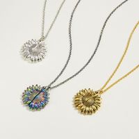 Fashion Sunflower Alloy Plating Flower Metal Necklace main image 3