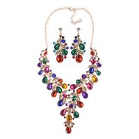 Glam Fashion Water Droplets Artificial Crystal Alloy Plating Artificial Gemstones Earrings Necklace Jewelry Set main image 3