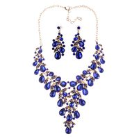Glam Fashion Water Droplets Artificial Crystal Alloy Plating Artificial Gemstones Earrings Necklace Jewelry Set sku image 1