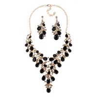 Glam Fashion Water Droplets Artificial Crystal Alloy Plating Artificial Gemstones Earrings Necklace Jewelry Set sku image 5