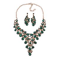 Glam Fashion Water Droplets Artificial Crystal Alloy Plating Artificial Gemstones Earrings Necklace Jewelry Set main image 5