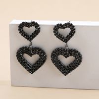 Lady Heart Shape Metal Rhinestones Earrings sku image 21