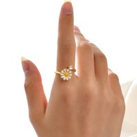 Simple Style Daisy Copper Open Ring Gold Plated Zircon Copper Rings 1 Piece main image 1