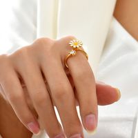 Simple Style Daisy Copper Open Ring Gold Plated Zircon Copper Rings 1 Piece main image 2