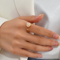 Simple Style Daisy Copper Open Ring Gold Plated Zircon Copper Rings 1 Piece main image 3