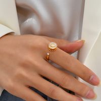 Simple Style Daisy Copper Open Ring Gold Plated Zircon Copper Rings 1 Piece main image 5