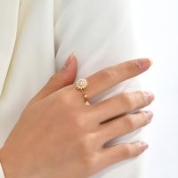 Simple Style Daisy Copper Open Ring Gold Plated Zircon Copper Rings 1 Piece main image 7