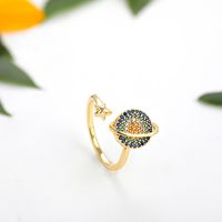 Simple Style Daisy Copper Open Ring Gold Plated Zircon Copper Rings 1 Piece sku image 3