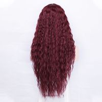 Women's Fashion Wine Red Party High Temperature Wire Centre Parting Long Curly Hair Wigs main image 2