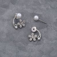 Sweet Flower Copper Zircon Ear Studs 1 Pair main image 6