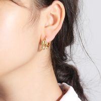 Vintage Style Snake Copper Hoop Earrings Plating Inlay Zircon Copper Earrings main image 4